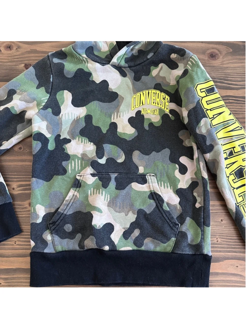 Converse Boys Camo Hoodie S 8 10 Green Black Logo All Star